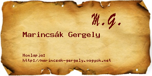 Marincsák Gergely névjegykártya